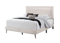 Home Design Lattice Upholstered Panel Bed Frame, Light Gray