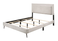 Home Design Lattice Upholstered Panel Bed Frame, Light Gray