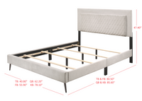 Home Design Lattice Upholstered Panel Bed Frame, Light Gray
