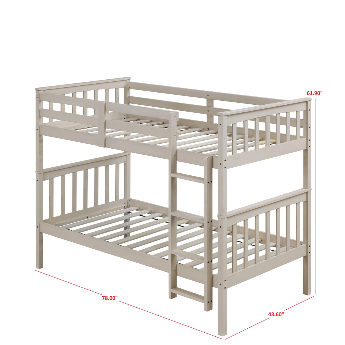 Home Design Ames Twin Over Twin Solid Wood Standard Bunk Bed Frame