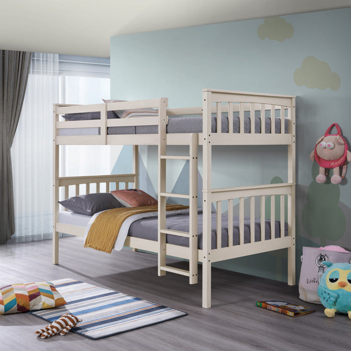 Home Design Ames Twin Over Twin Solid Wood Standard Bunk Bed Frame