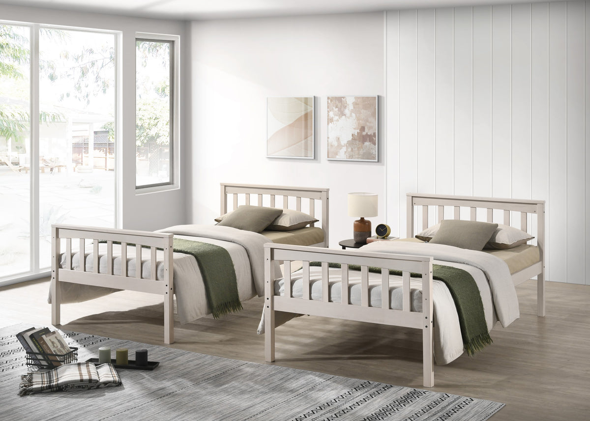 Home Design Ames Twin Over Twin Solid Wood Standard Bunk Bed Frame