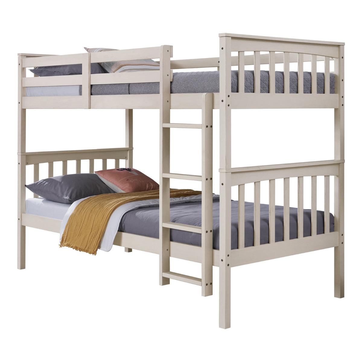 Home Design Ames Twin Over Twin Solid Wood Standard Bunk Bed Frame