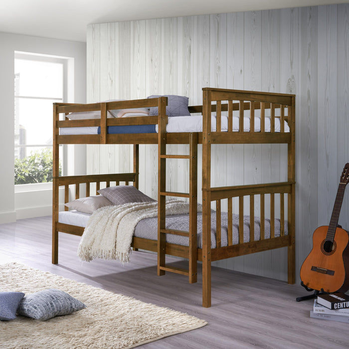 Home Design Ames Twin Over Twin Solid Wood Standard Bunk Bed Frame