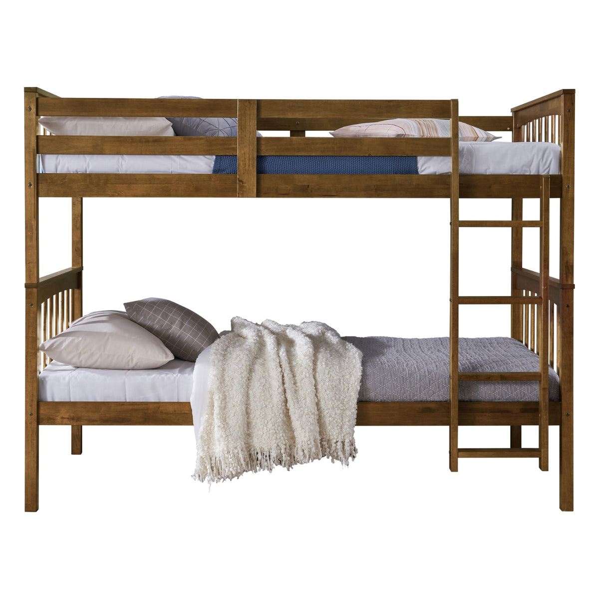 Home Design Ames Twin Over Twin Solid Wood Standard Bunk Bed Frame