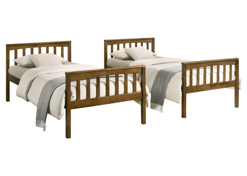 Home Design Ames Twin Over Twin Solid Wood Standard Bunk Bed Frame