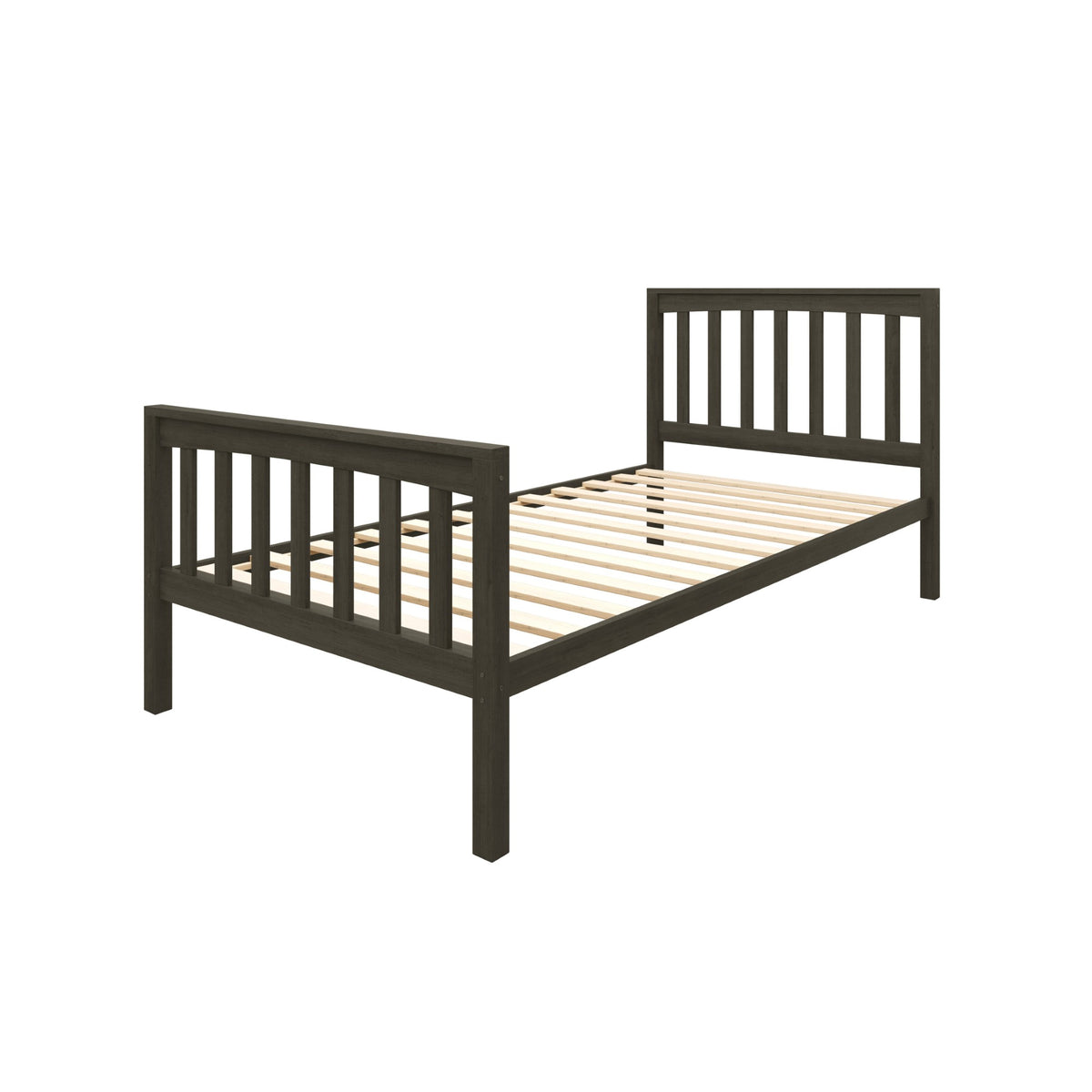 Home Design Ames Twin Over Twin Solid Wood Bunk Bed Frame, Convertible, Sturdy Guardrails, Easy Assembly
