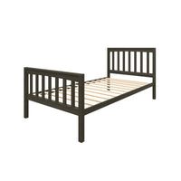 Home Design Ames Twin Over Twin Solid Wood Bunk Bed Frame, Convertible, Sturdy Guardrails, Easy Assembly