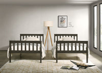 Home Design Ames Twin Over Twin Solid Wood Bunk Bed Frame, Convertible, Sturdy Guardrails, Easy Assembly