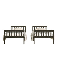 Home Design Ames Twin Over Twin Solid Wood Bunk Bed Frame, Convertible, Sturdy Guardrails, Easy Assembly