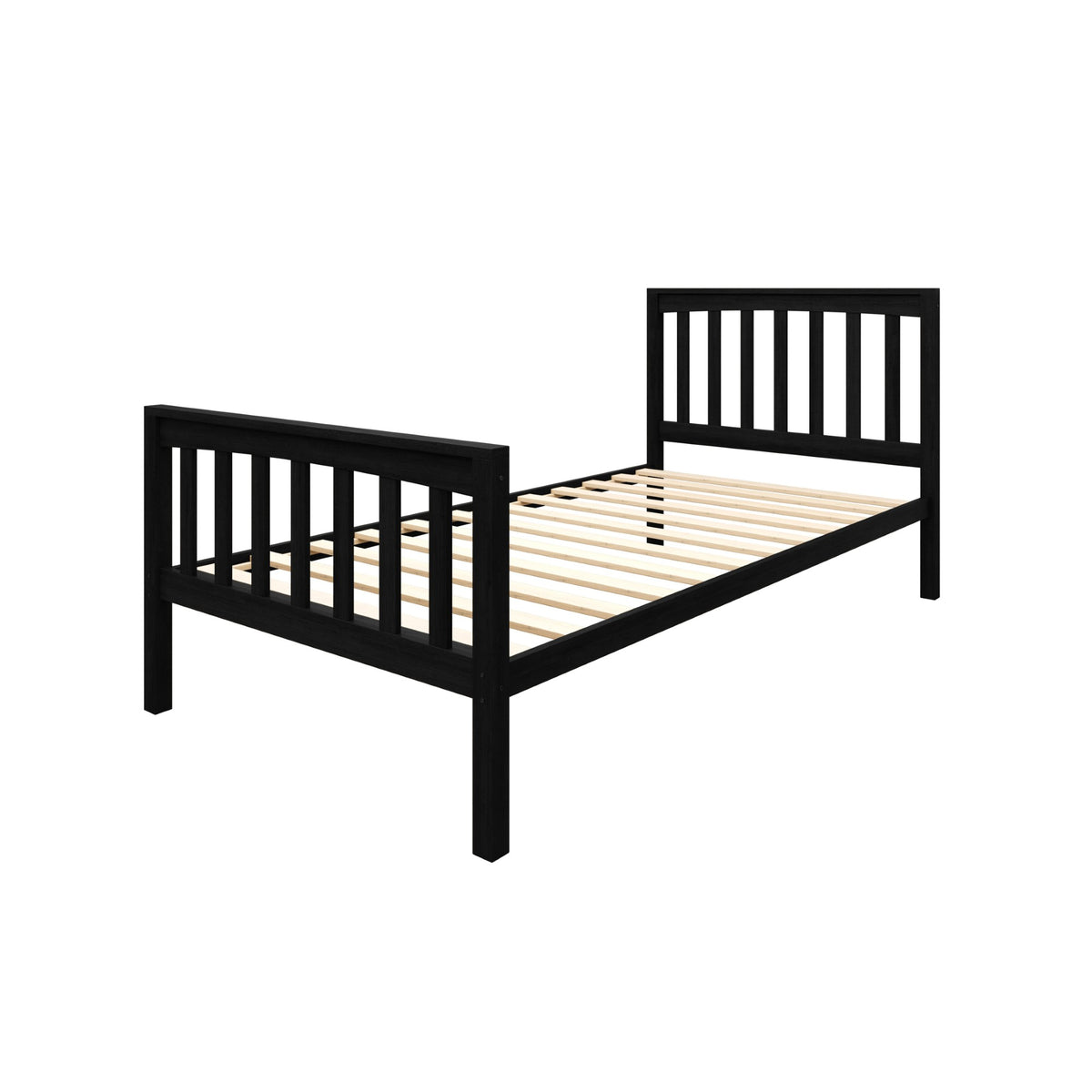 Home Design Ames Twin Over Twin Solid Wood Bunk Bed Frame, Convertible, Sturdy Guardrails, Easy Assembly