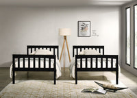 Home Design Ames Twin Over Twin Solid Wood Bunk Bed Frame, Convertible, Sturdy Guardrails, Easy Assembly