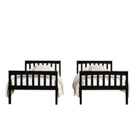 Home Design Ames Twin Over Twin Solid Wood Bunk Bed Frame, Convertible, Sturdy Guardrails, Easy Assembly