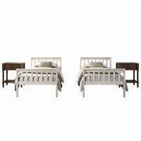 Home Design Ames Twin Over Twin Solid Wood Bunk Bed with 2 Ruston Nightstand – 3-Piece Space-Saving Bedroom Set