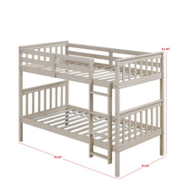 Home Design Ames Twin Over Twin Solid Wood Bunk Bed with 2 Ruston Nightstand – 3-Piece Space-Saving Bedroom Set