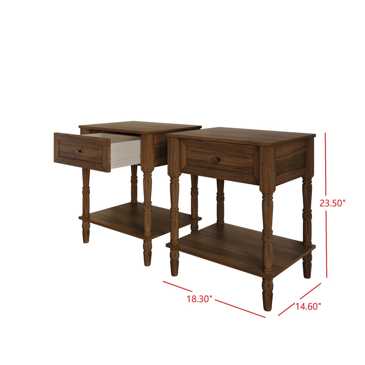 Home Design Ames Twin Over Twin Solid Wood Bunk Bed with 2 Ruston Nightstand – 3-Piece Space-Saving Bedroom Set