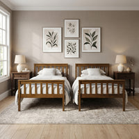 Home Design Ames Twin Over Twin Solid Wood Bunk Bed with 2 Ruston Nightstand – 3-Piece Space-Saving Bedroom Set