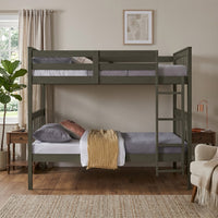 Home Design Ames Twin Over Twin Solid Wood Bunk Bed with 2 Ruston Nightstand – 3-Piece Space-Saving Bedroom Set