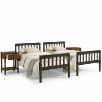 Home Design Ames Twin Over Twin Solid Wood Bunk Bed with 2 Ruston Nightstand – 3-Piece Space-Saving Bedroom Set