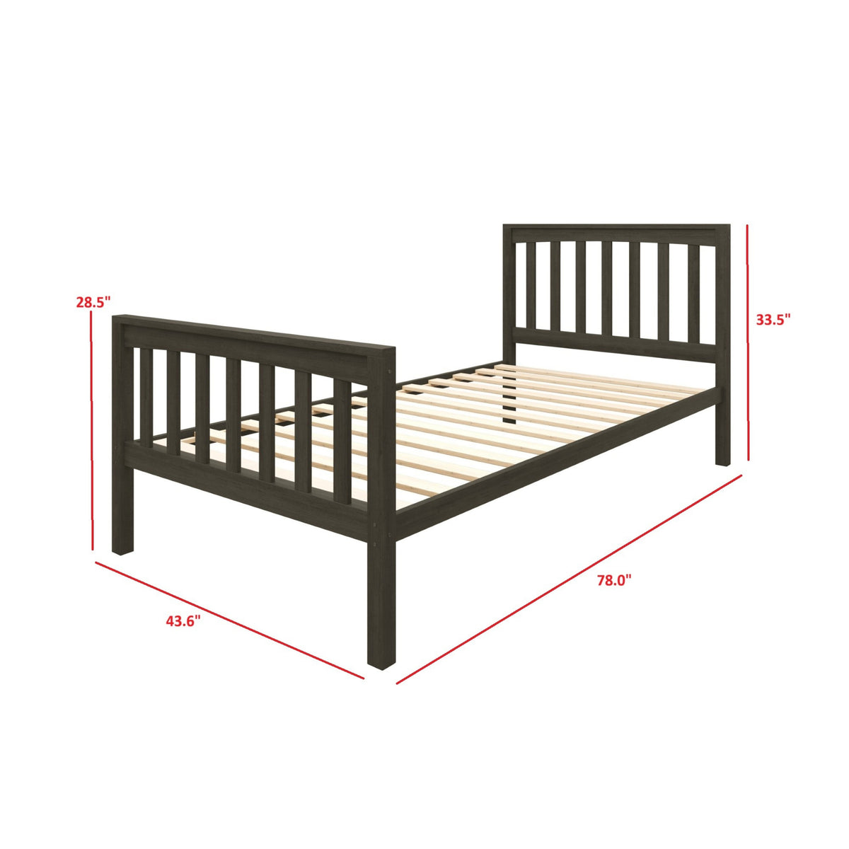 Home Design Ames Twin Over Twin Solid Wood Bunk Bed with 2 Ruston Nightstand – 3-Piece Space-Saving Bedroom Set