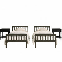 Home Design Ames Twin Over Twin Solid Wood Bunk Bed with 2 Ruston Nightstand – 3-Piece Space-Saving Bedroom Set