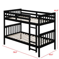 Home Design Ames Twin Over Twin Solid Wood Bunk Bed with 2 Ruston Nightstand – 3-Piece Space-Saving Bedroom Set