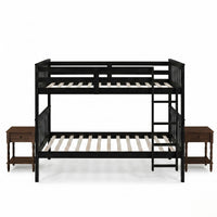 Home Design Ames Twin Over Twin Solid Wood Bunk Bed with 2 Ruston Nightstand – 3-Piece Space-Saving Bedroom Set