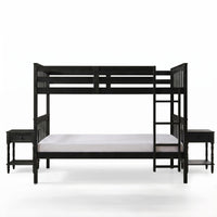 Home Design Ames Twin Over Twin Solid Wood Bunk Bed with 2 Ruston Nightstand – 3-Piece Space-Saving Bedroom Set