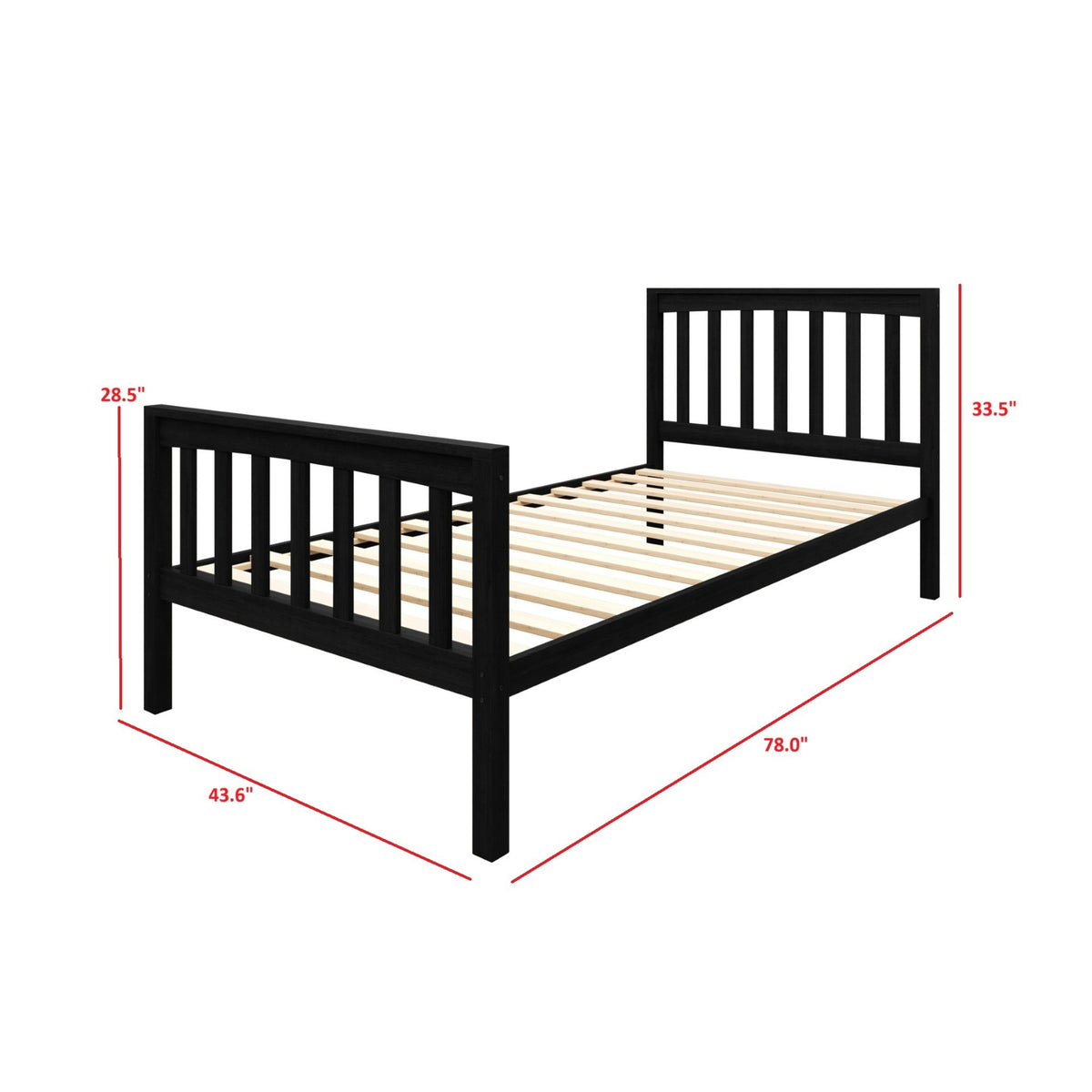 Home Design Ames Twin Over Twin Solid Wood Bunk Bed with 2 Ruston Nightstand – 3-Piece Space-Saving Bedroom Set