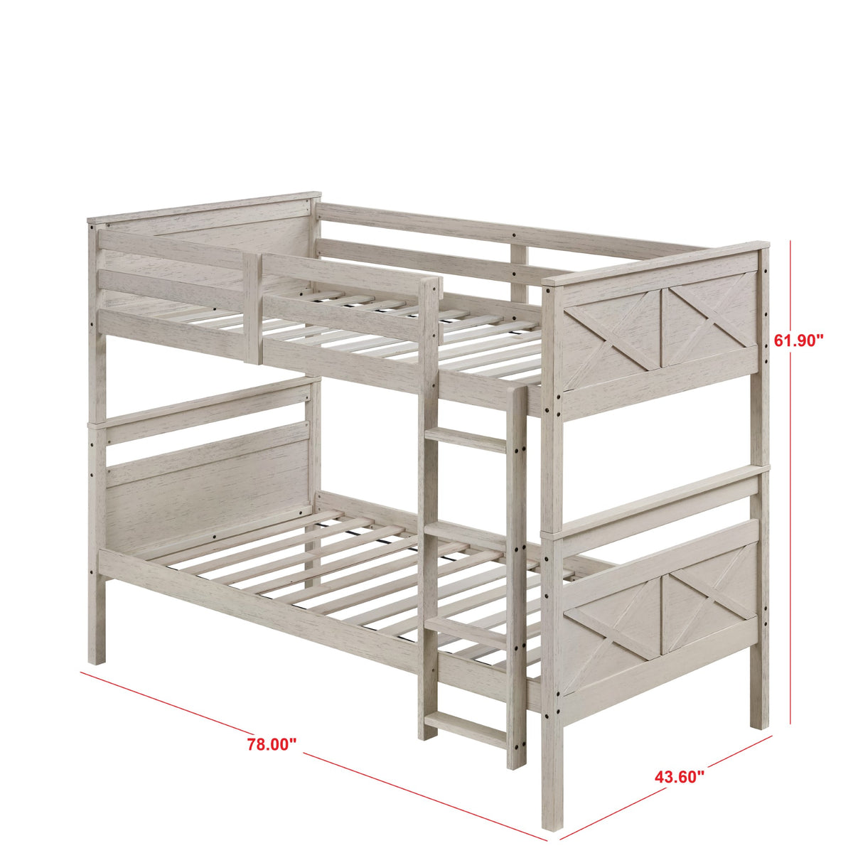 Home Design Exeter Twin Over Twin Solid Wood Standard Bunk Bed Frame