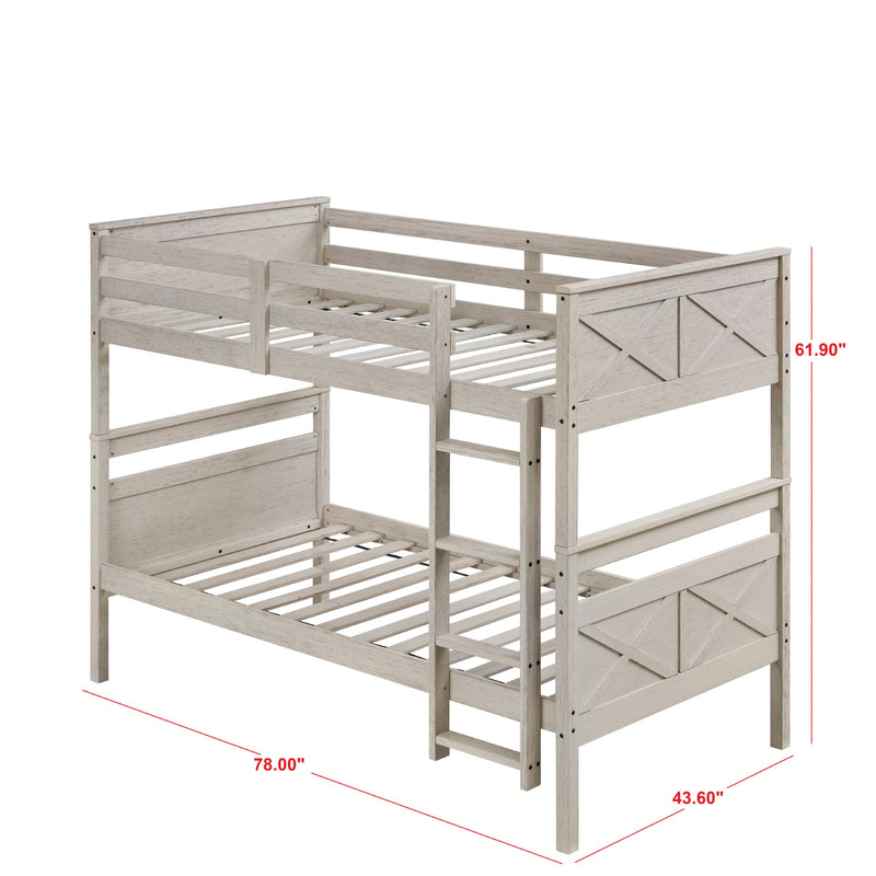 Home Design Exeter Twin Over Twin Solid Wood Standard Bunk Bed Frame