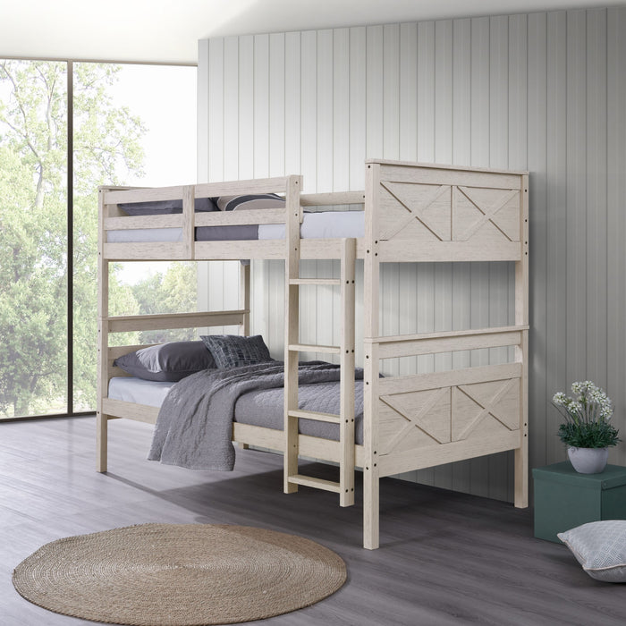 Home Design Exeter Twin Over Twin Solid Wood Standard Bunk Bed Frame
