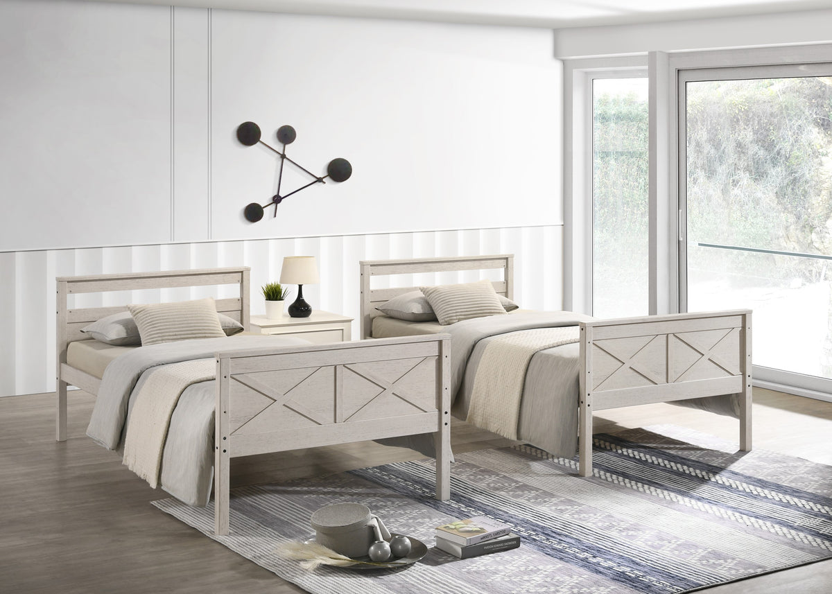 Home Design Exeter Twin Over Twin Solid Wood Standard Bunk Bed Frame