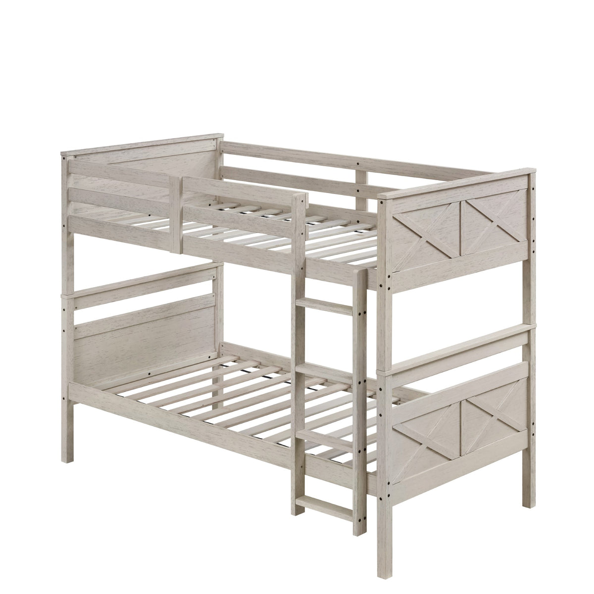 Home Design Exeter Twin Over Twin Solid Wood Standard Bunk Bed Frame
