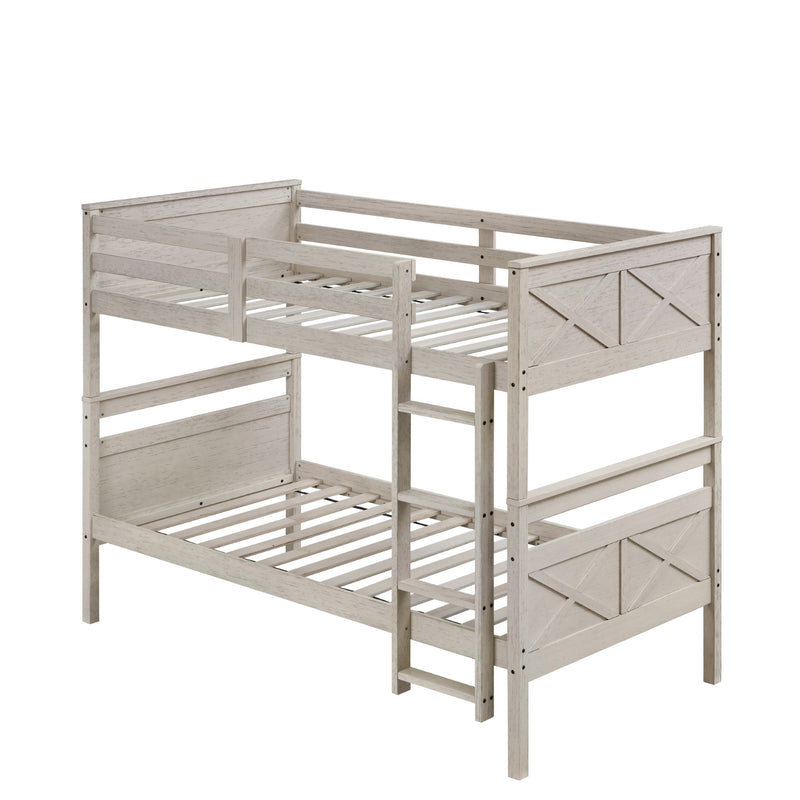 Home Design Exeter Twin Over Twin Solid Wood Standard Bunk Bed Frame