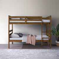 Home Design Exeter Twin Over Twin Solid Wood Standard Bunk Bed Frame