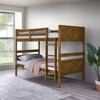 Home Design Exeter Twin Over Twin Solid Wood Standard Bunk Bed Frame
