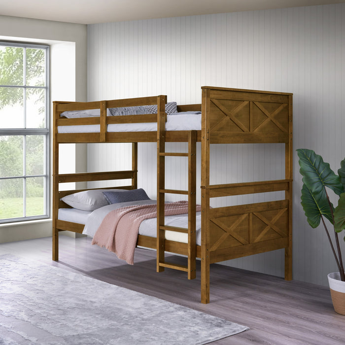 Home Design Exeter Twin Over Twin Solid Wood Standard Bunk Bed Frame