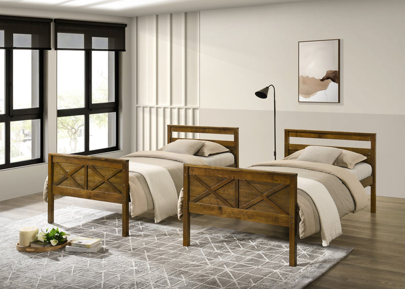 Home Design Exeter Twin Over Twin Solid Wood Standard Bunk Bed Frame