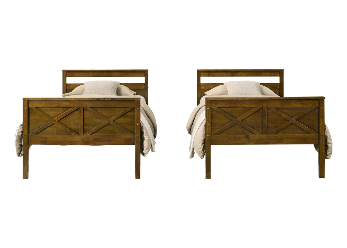 Home Design Exeter Twin Over Twin Solid Wood Standard Bunk Bed Frame