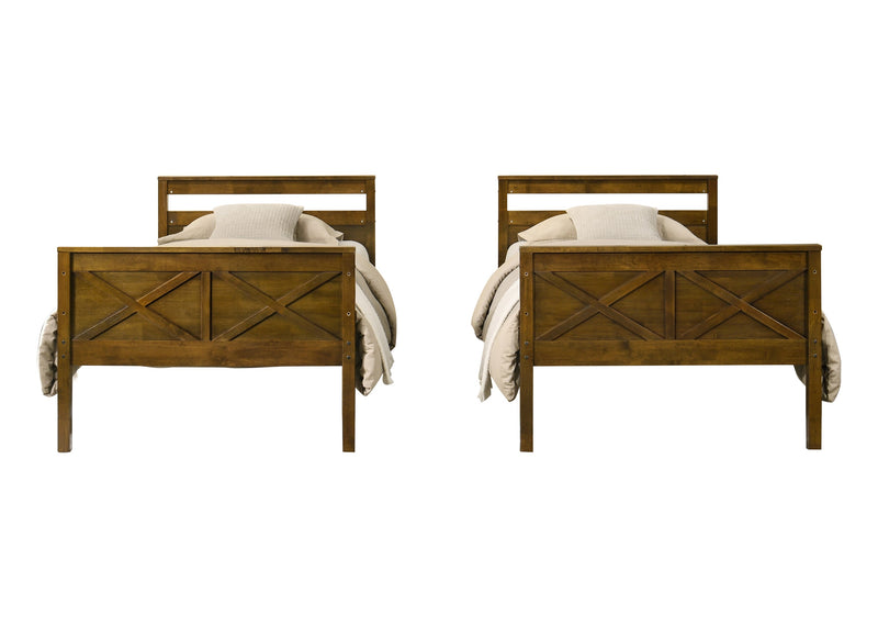 Home Design Exeter Twin Over Twin Solid Wood Standard Bunk Bed Frame