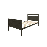 Home Design Exeter Twin Over Twin Solid Wood Bunk Bed Frame with Guardrails and Ladder, Easy Assembly