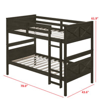 Exeter Twin Over Twin Solid Wood Bunk Bed Frame with Guardrails and Ladder
