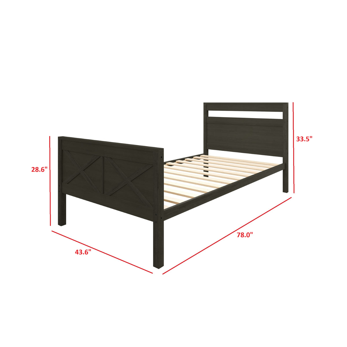 Home Design Exeter Twin Over Twin Solid Wood Bunk Bed Frame with Guardrails and Ladder, Easy Assembly