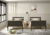 Home Design Exeter Twin Over Twin Solid Wood Bunk Bed Frame with Guardrails and Ladder, Easy Assembly