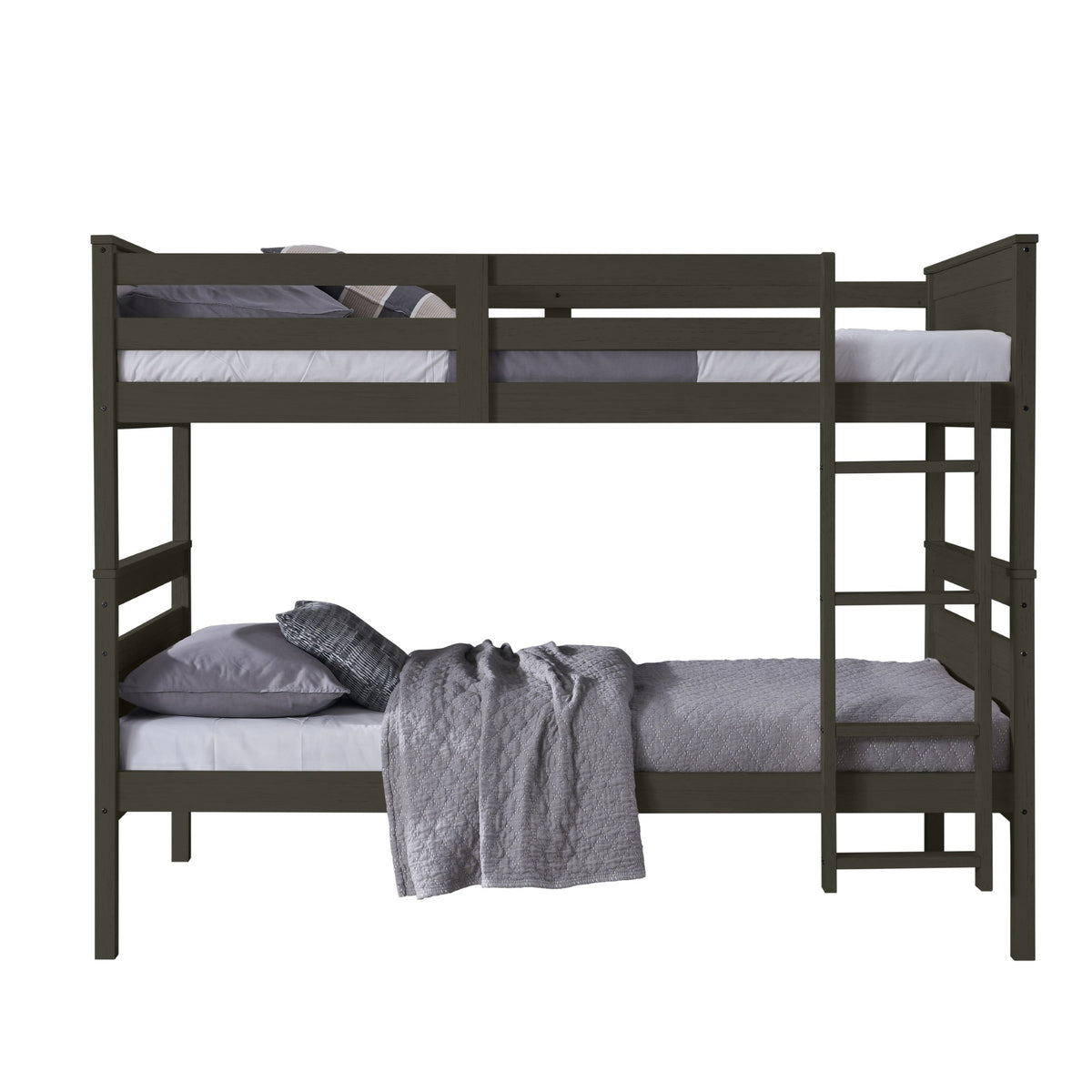 Exeter Twin Over Twin Solid Wood Bunk Bed Frame with Guardrails and Ladder