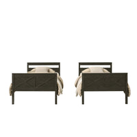 Home Design Exeter Twin Over Twin Solid Wood Bunk Bed Frame with Guardrails and Ladder, Easy Assembly