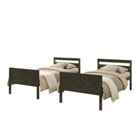 Exeter Twin Over Twin Solid Wood Bunk Bed Frame with Guardrails and Ladder