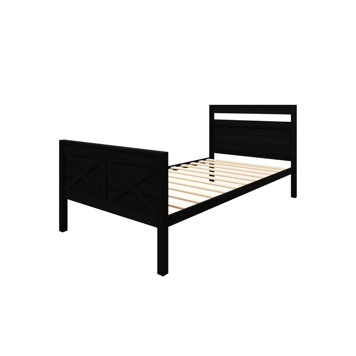Home Design Exeter Twin Over Twin Solid Wood Bunk Bed Frame with Guardrails and Ladder, Easy Assembly