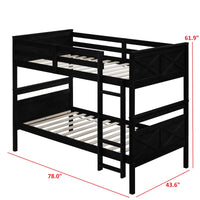 Exeter Twin Over Twin Solid Wood Bunk Bed Frame with Guardrails and Ladder